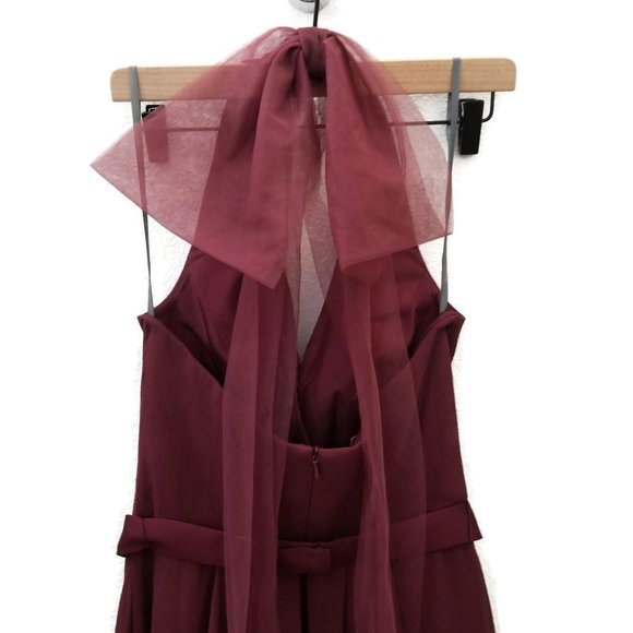 WHITE by Vera Wang VW360418 Halter Surplice Neckline Bridesmaids Gown Sz 2 Wine - Picture 7 of 9